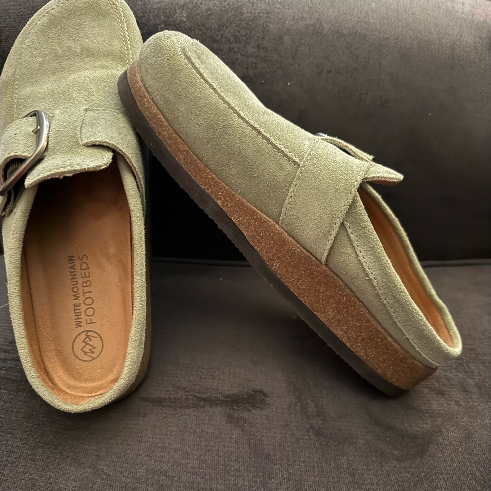 WHITE MOUNTAIN BUENO LEATHER FOOTBEDS CLOG SAGE - WOMAN SIZE 10